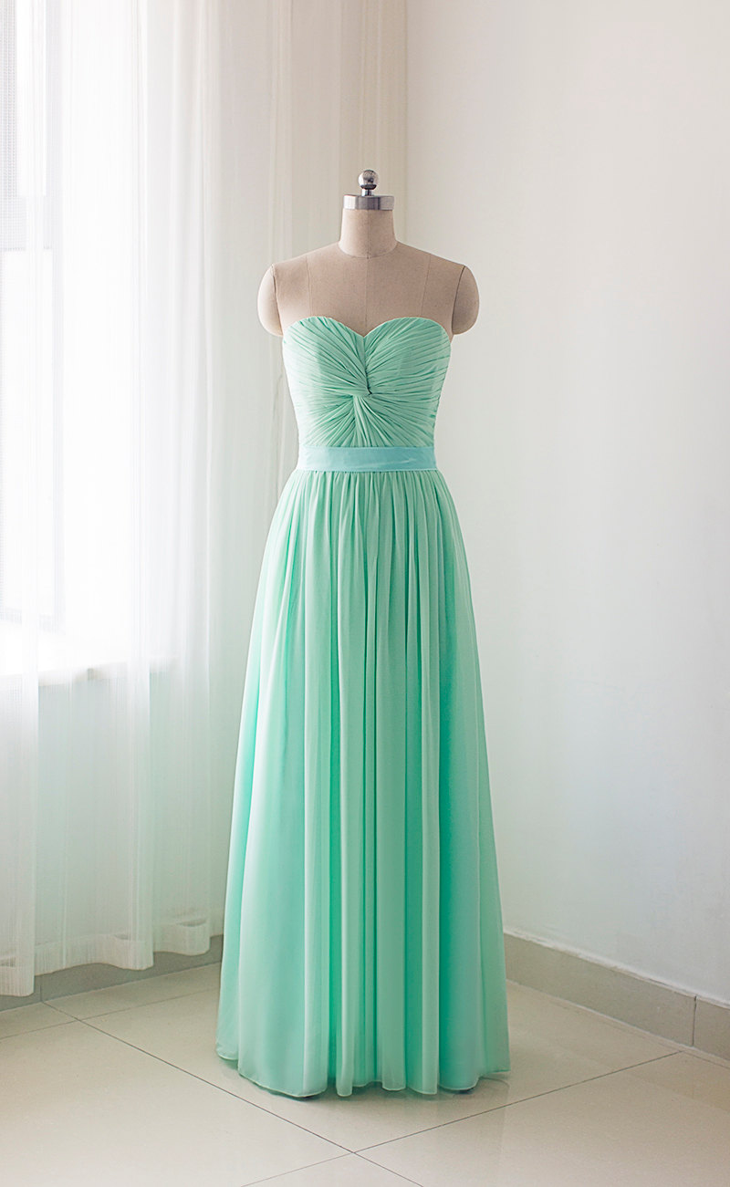 Mint Prom Dress,prom Dresses,strapless Prom Dress,bridesmaid Dress,mint ...